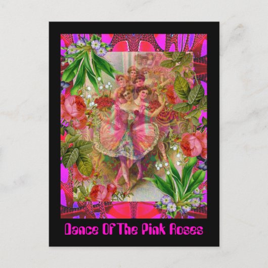 Tanz der rosa Rosen Postkarte (Vorderseite)