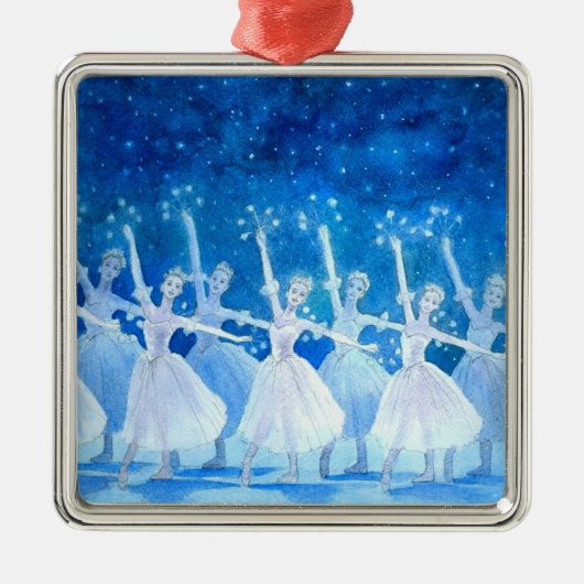 Tanz der Schneeflocke-Prämien-Verzierung Silbernes Ornament (Vorne)