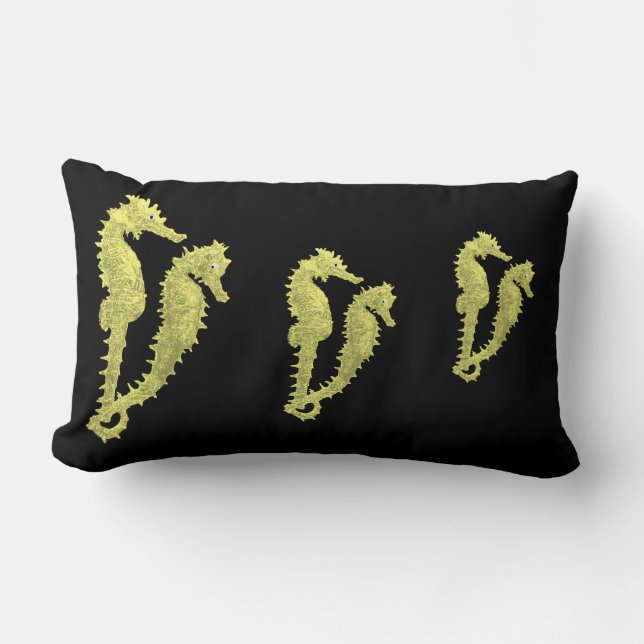 Tanz der Seepferde (gelb) Lendenkissen (Vorderseite)