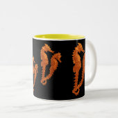 Tanz der Seepferde (Orange) Zweifarbige Tasse (VorderseiteRechts)
