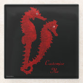 Tanz der Seepferde (rot) Glasuntersetzer (Vorderseite)