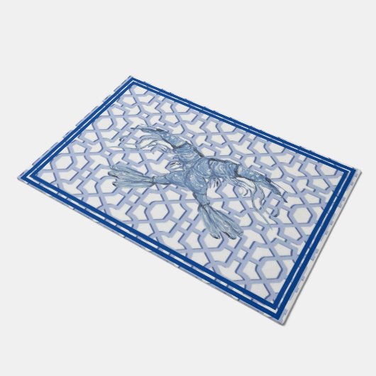Tanz des Blue Shrimp Doormat Mat Rug Fußmatte (Schrägansicht)