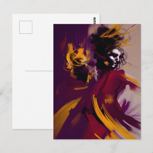 Tanz des Geistes – Expressive abstrakte Figur Postkarte (Vorne/Hinten)