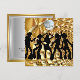Tanz Disco Geburtstagsfeier Goldene Einladung