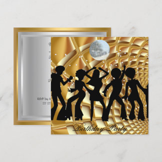Tanz Disco Geburtstagsfeier Goldene Einladung