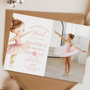 Tanz & Drehung Rosa Ballerina Ballett Geburtstagsf Einladung