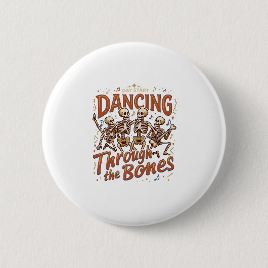 Tanz durch Halloween-Skelett-Knochen Musik Ce Button (Vorderseite)