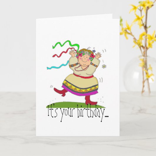 Tanz ein bisschen Geburtstag Karte (Gelbe Blume)