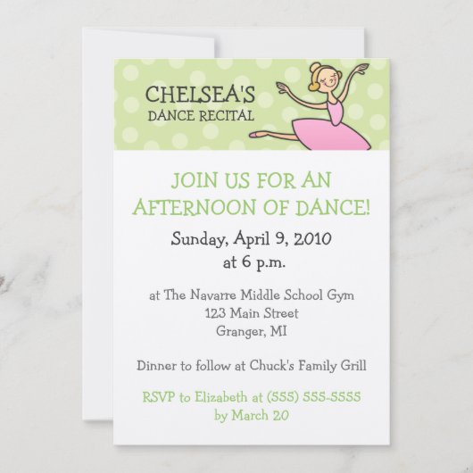 Tanz-Erwägungsgrunden-Einladungen Einladung (Vorderseite)