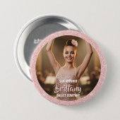 Tanz-Foto-Button-Anstecknadel Roségold Glitterrand Button (Vorne & Hinten)