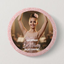 Tanz-Foto-Button-Anstecknadel Roségold Glitterrand