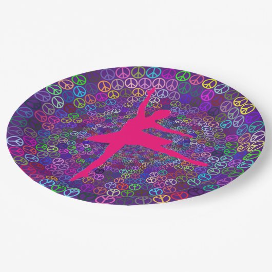 Tanz für Frieden Pappteller (Schrägansicht)