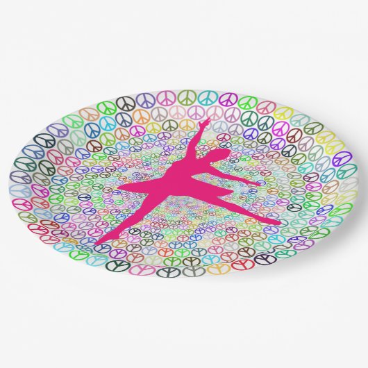 Tanz für Friedenspapier Pappteller (Schrägansicht)