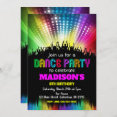 Tanz Geburtstagsparty Einladung (Vorne/Hinten)