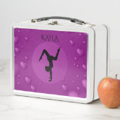Tanz/Gymnastik Lunch Box /weiß & lila/Name. (Beispiel)