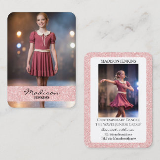 Tanz-Handelskarten Rose-Pink Glitter-Foto Visitenkarte