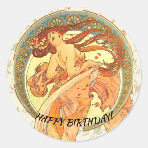 Tanz, Happy Birthday Runder Aufkleber