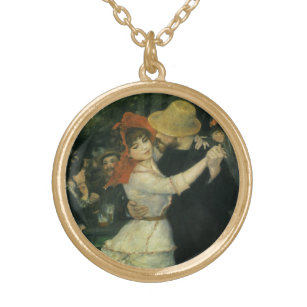 Tanz im Bougival von Pierre Renoir, Vintage Kunst Vergoldete Kette