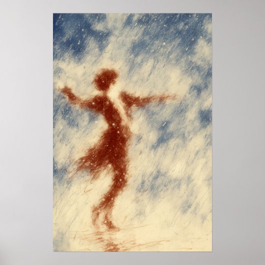Tanz im Regen | Expressive Figurative Poster (Vorne)