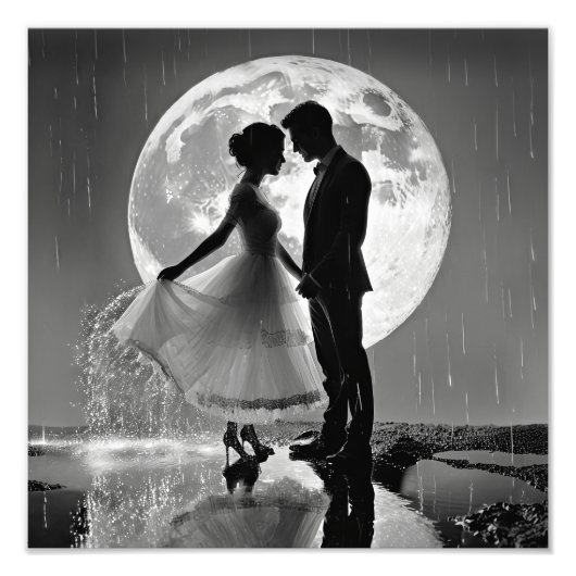 "Tanz im Regen - Moonlit Romance" Fotodruck (Vorne)