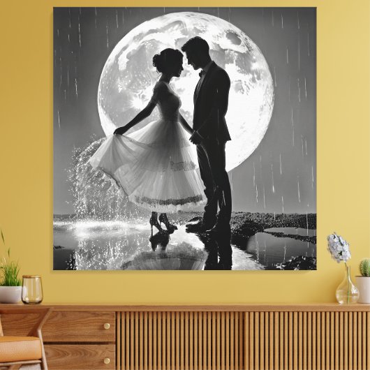 "Tanz im Regen - Moonlit Romance" Leinwanddruck (Insitu (Wohnzimmer))