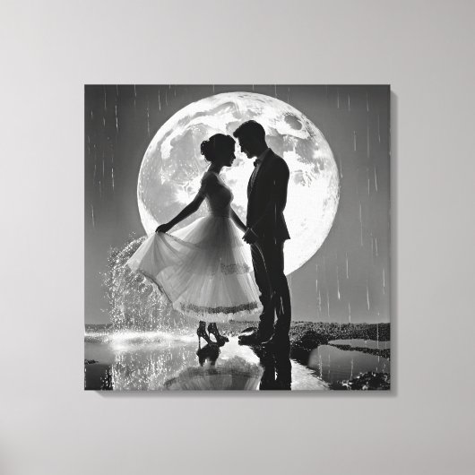 "Tanz im Regen - Moonlit Romance" Leinwanddruck (Vorderseite)