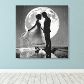 "Tanz im Regen - Moonlit Romance" Leinwanddruck (Insitu (Holzboden))