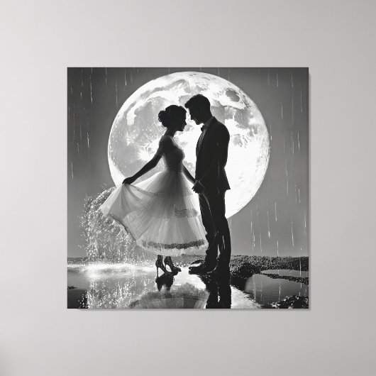 "Tanz im Regen - Moonlit Romance" Leinwanddruck (Vorderseite)