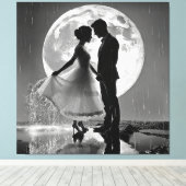"Tanz im Regen - Moonlit Romance" Leinwanddruck (Insitu (Holzboden))