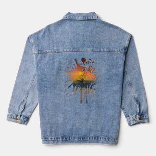 Tanz im Sonnenuntergangsglühen handgefertigtes K Jeansjacke