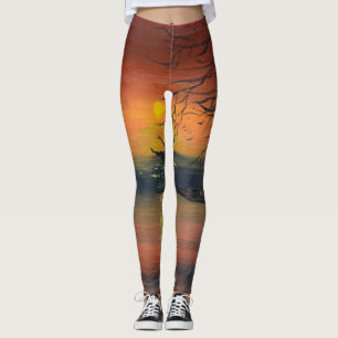 Tanz im Sonnenuntergangsglühen handgefertigtes K Leggings