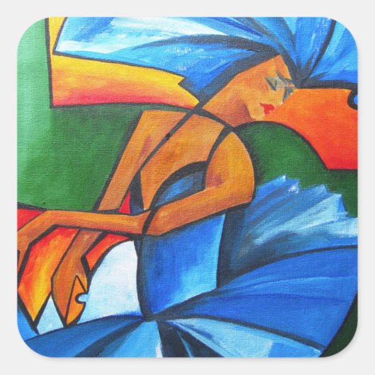 Tanz in Blau 2008 Quadratischer Aufkleber (Vorderseite)