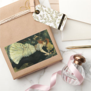 Tanz in Bougival von Pierre Renoir, Vintage Art Rechteckiger Aufkleber