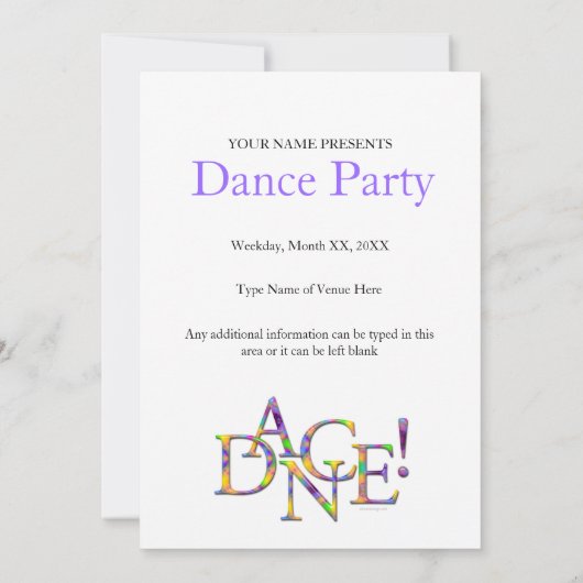 Tanz! (Krawatte) Erwägung oder Party Einladung (Rückseite)