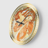 Tanz - Kunst Nouveau Entwurf durch Mucha Große Wanduhr (Winkel)
