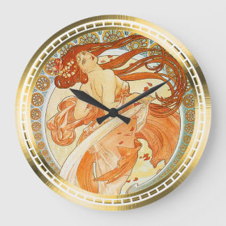 Tanz - Kunst Nouveau Entwurf durch Mucha Große Wanduhr