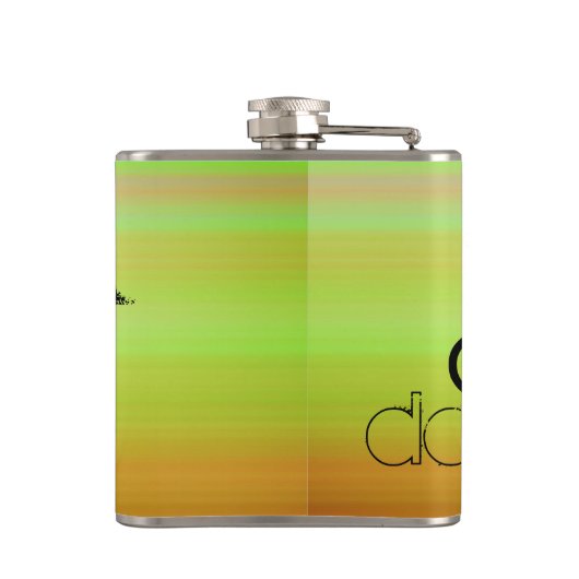 Tanz; lebendig grün, orange und gelb flachmann (Rückseite)