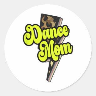 Tanz-Mama-Leopard-Blitz-Donner-Vintage-Sport-Tanz Runder Aufkleber