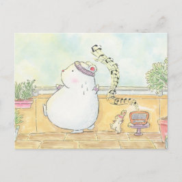 Tanz mehr glücklich Eisbär blasen Aquarell Postkarte