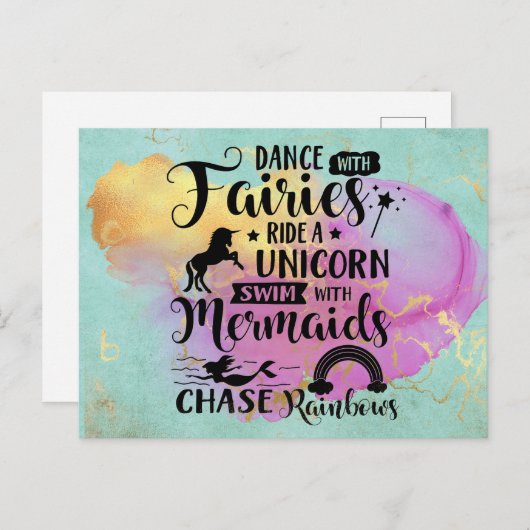 Tanz mit Fairies Reiten Postkarte (Vorne/Hinten)