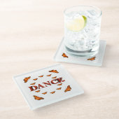 Tanz mit Schmetterlingsdesign Glasuntersetzer (Schrägansicht)