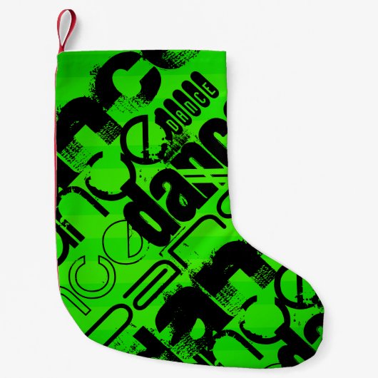 Tanz; Neon Green Stripes Kleiner Weihnachtsstrumpf (Vorderseite)