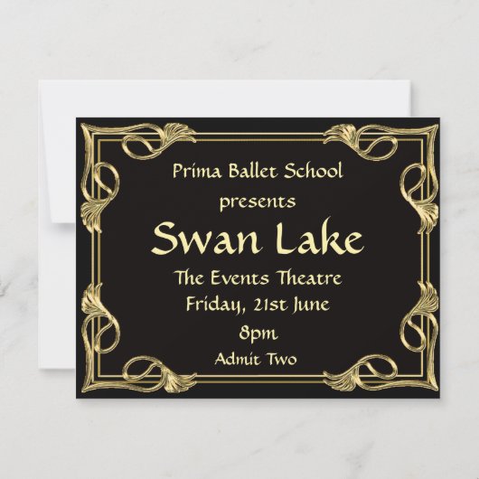 TANZ- ODER THEATER-PRODUKTIONSTICKETINVITATION EINLADUNG (Rückseite)