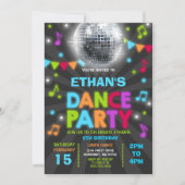 Tanz-Party Einladungs-Glühen-Disco-Party laden ein Einladung (Vorderseite)