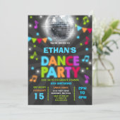 Tanz-Party Einladungs-Glühen-Disco-Party laden ein Einladung (Stehend Vorderseite)