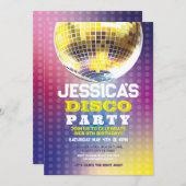 Tanz Party Geburtstag Einladung Girls Disco Ball (Vorne/Hinten)