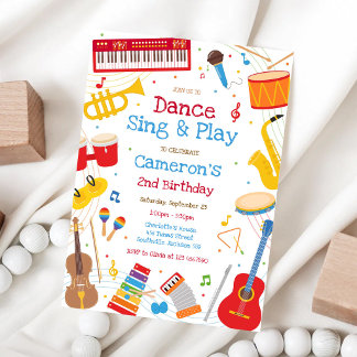 Tanz Sing Spiel Musikinstrument Geburtstagsfeier  Einladung