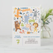 Tanz, sing und spiel Kindergeburtstag Einladung (Stehend Vorderseite)