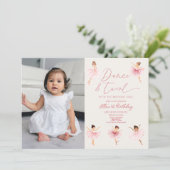 Tanz & Twirl Pink Ballerina Ballerina Ballet Gebur Einladung (Stehend Vorderseite)