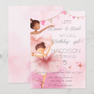 Tanz & Twirl Pink Ballerina Ballerina Ballet Gebur Einladung